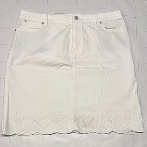 Talbots White Eyelet Hem Skirt